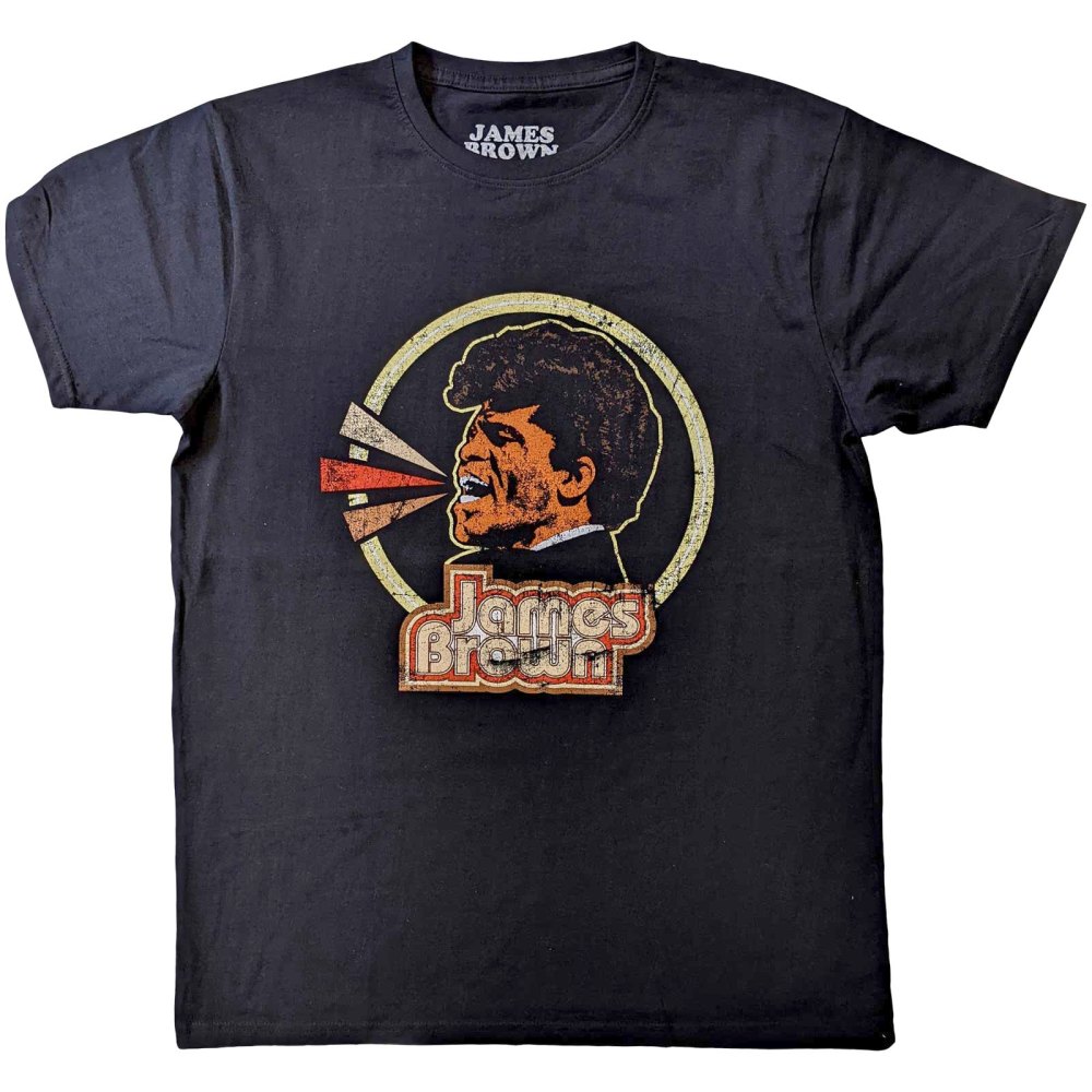 James Brown - Circle & Logo Heren Tshirt - Zwart